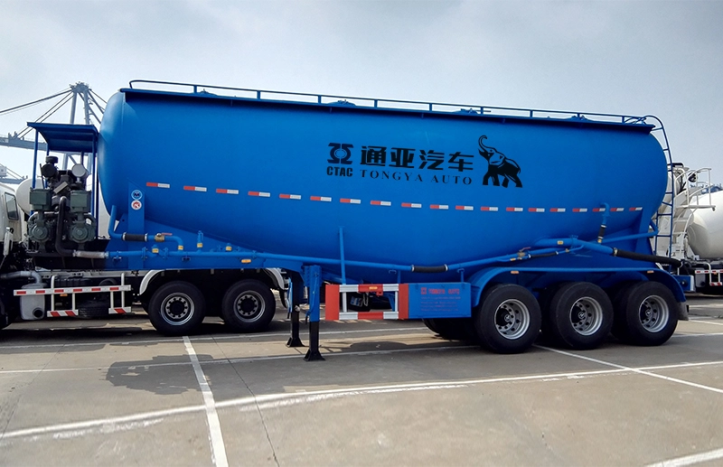 3 Axle Bulk Cement Tanker Semi Trailer With Air Compressor