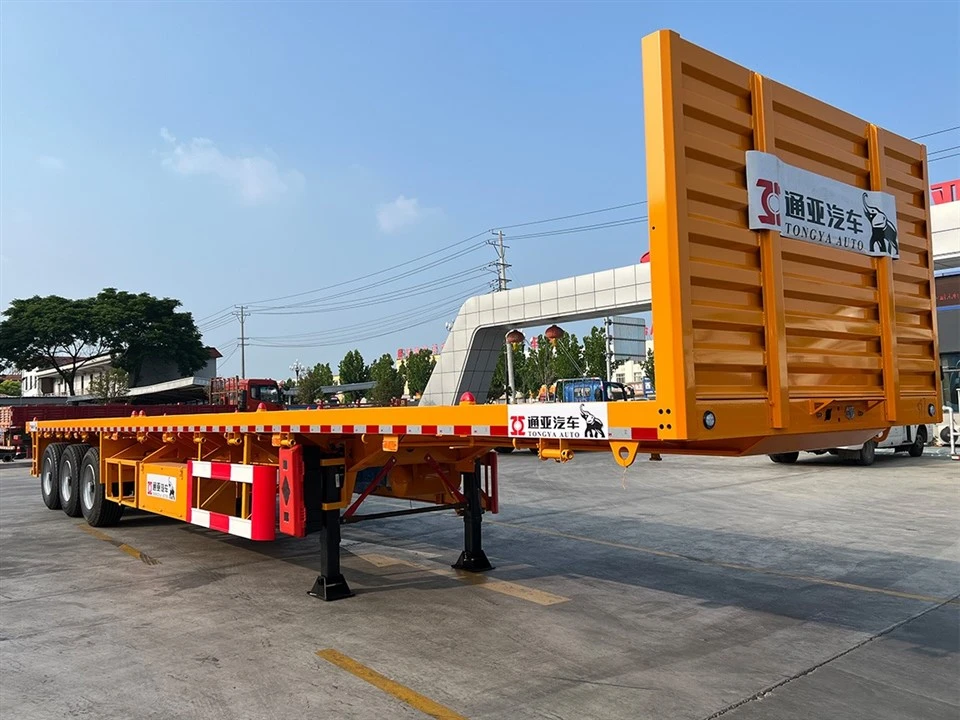 3 Axle Fuwa Flatbed Semi Trailer With Ladder